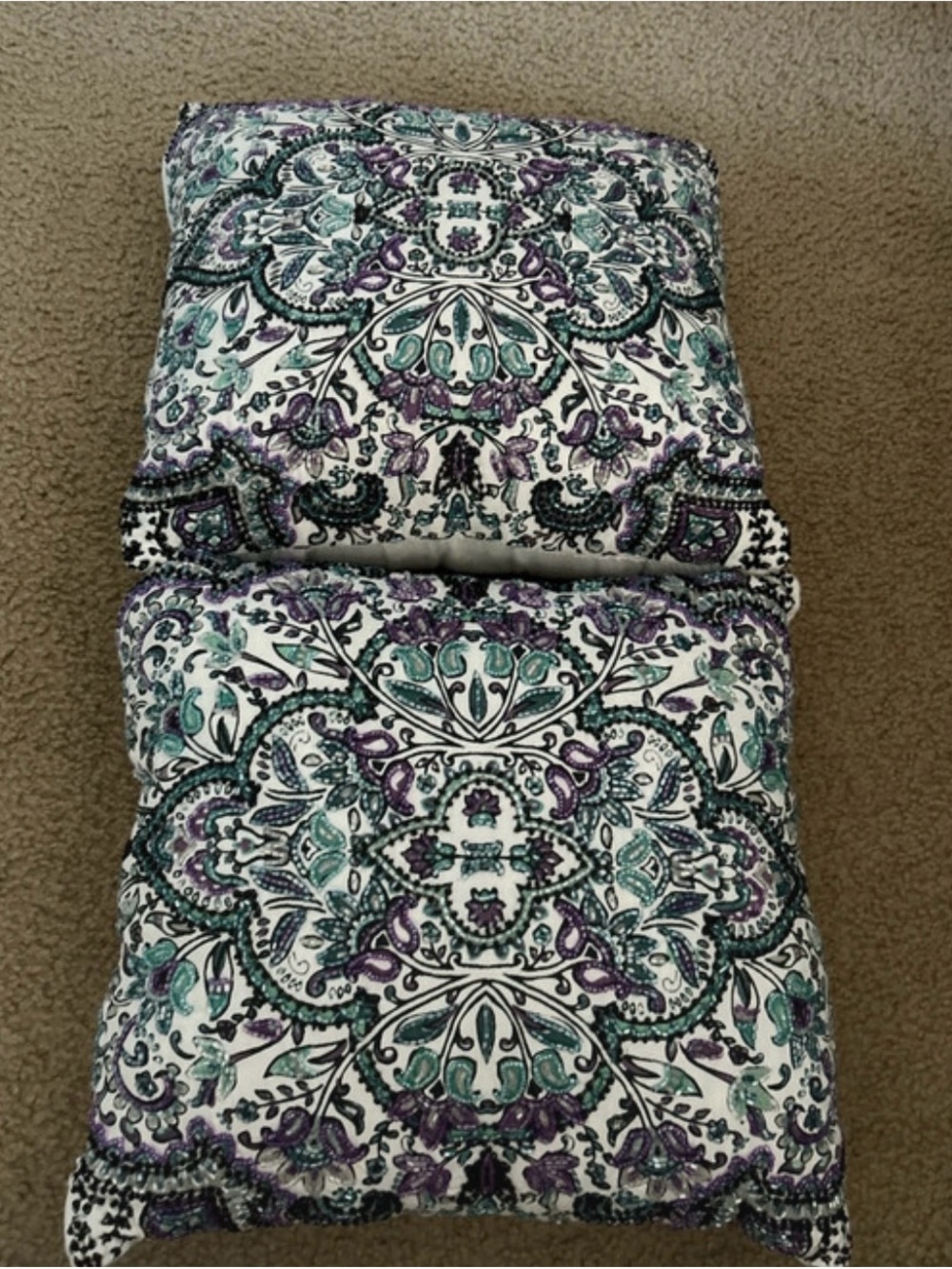 Decorative Throw Pillow Set in Teal and Purple